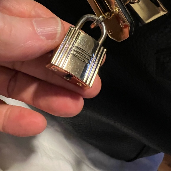 HERMÈS STYLE  BIRKIN BAG SATCHEL HANDBAG BLACK CLÉMENCE LEATHER - Picture 2 of 12